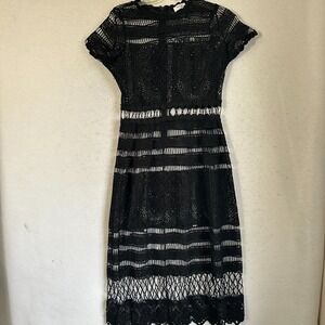 Bluivy dress Women's Medium Black Crochet Lace Midi  short sleeve goth dark emo